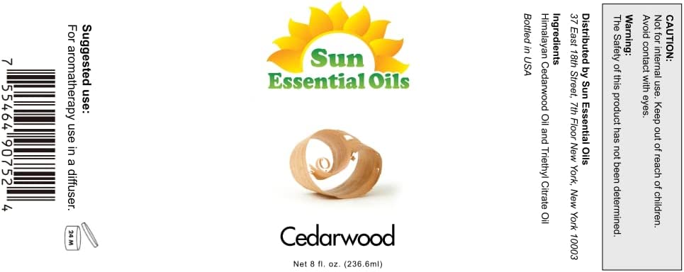 Sun Essential Oils 8oz - Cedarwood Essential Oil - 8 Fluid Ounces