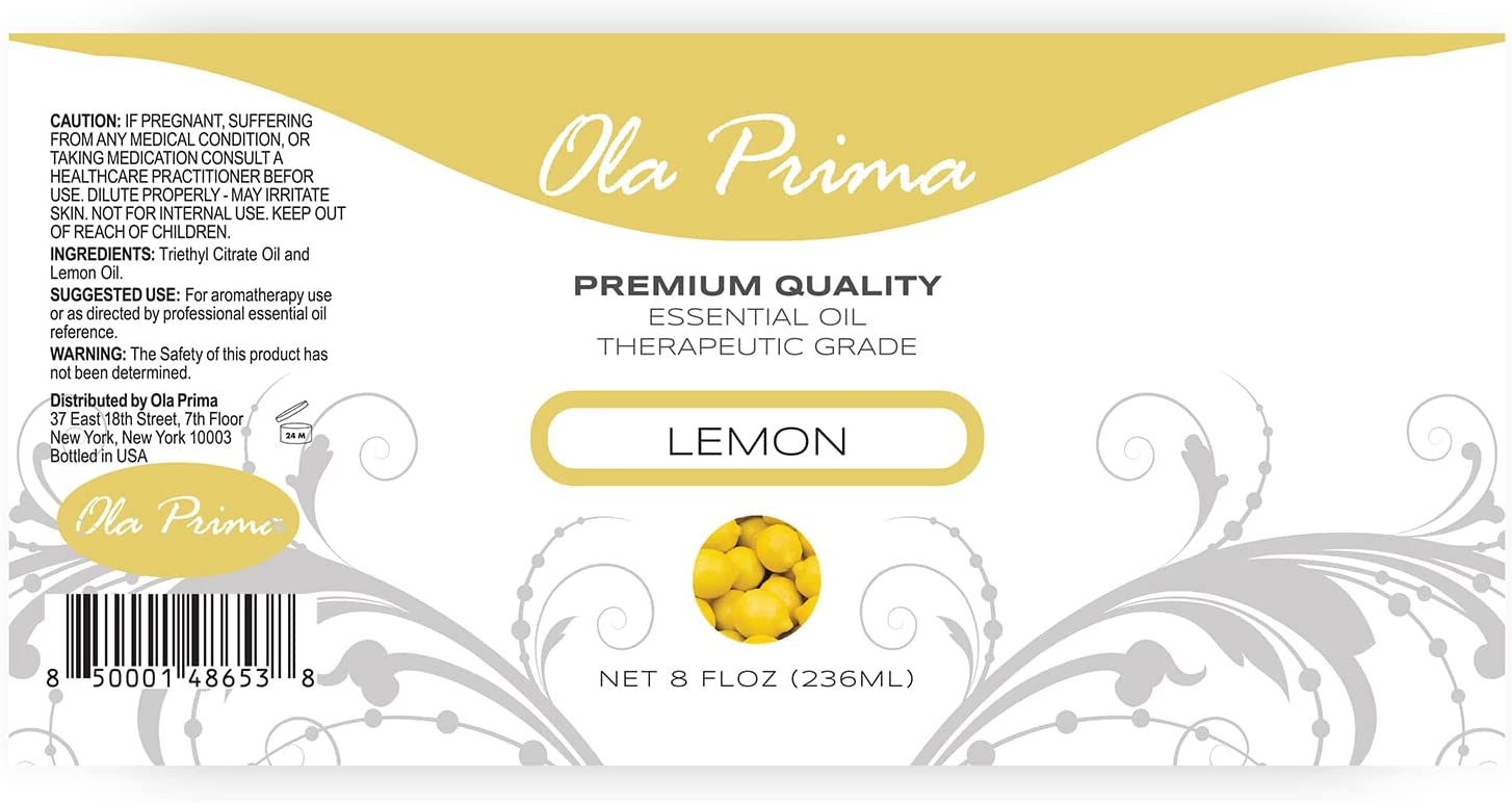 Ola Prima Oils 8oz - Lemon Essential Oil - 8 Fluid Ounces