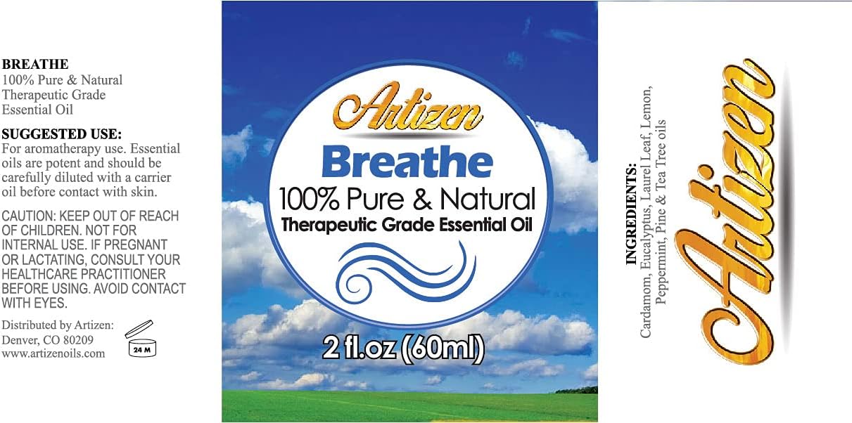 Artizen Breathe Blend Essential Oil Therapeutic Grade 4oz Bottle for Aromatherapy (100% Pure & Natural - Undiluted)