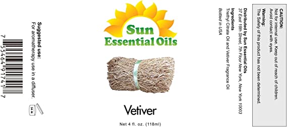 Sun Essential Oils 4oz - Vetiver Essential Oil - 4 Fluid Ounces
