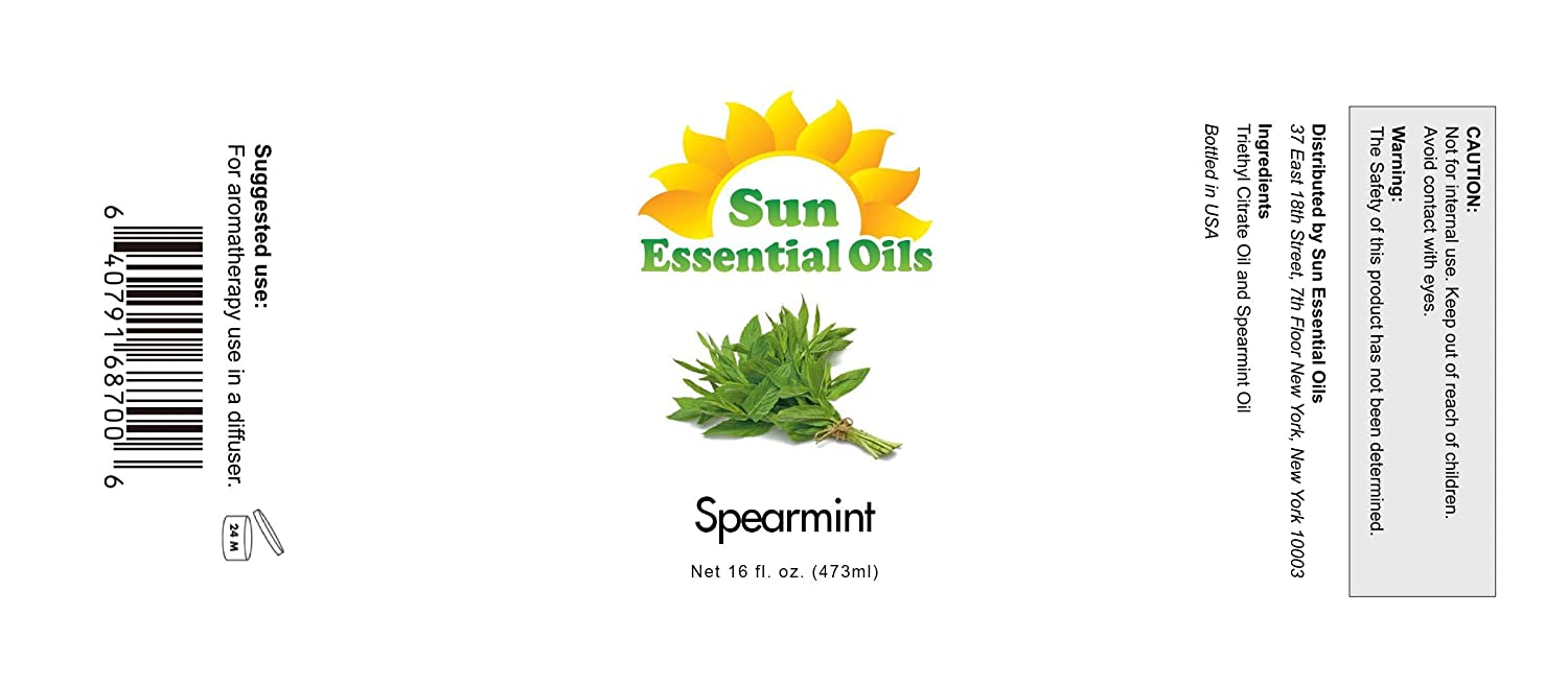 Sun Essential Oils 16oz - Spearmint Essential Oil - 16 Fluid Ounces