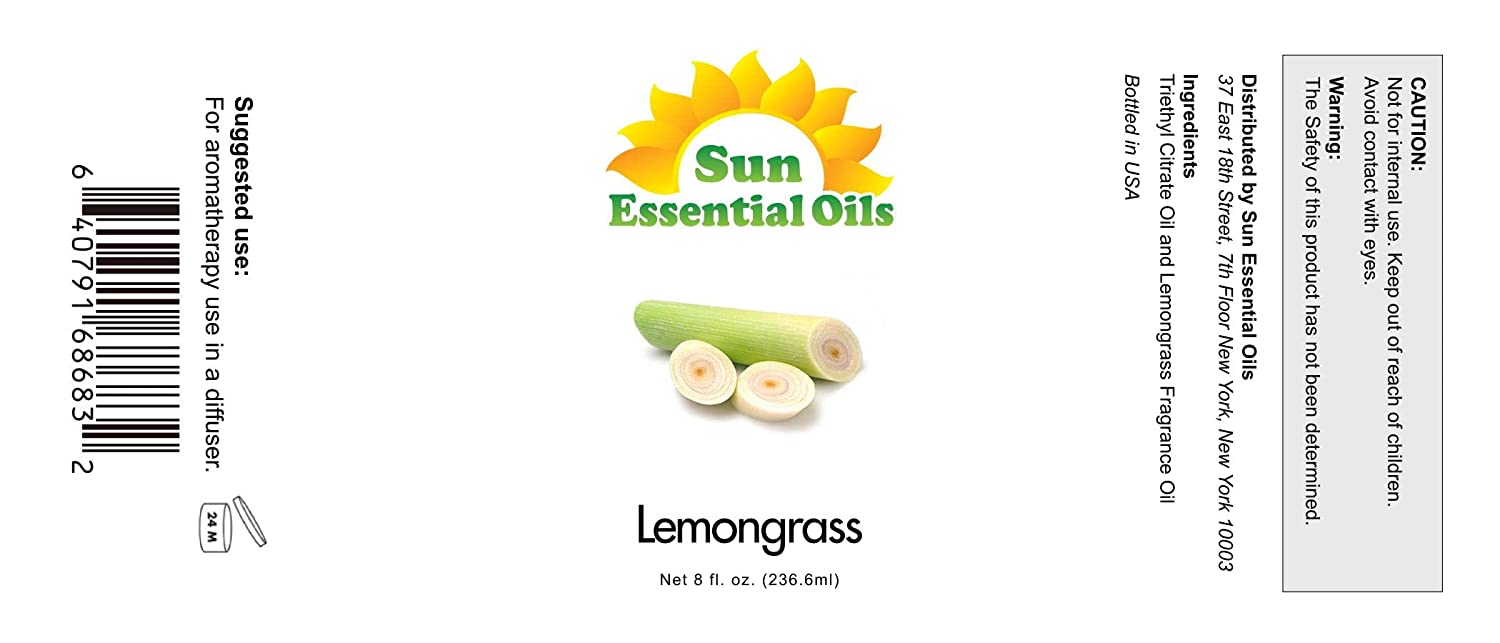Sun Essential Oils 8oz - Lemongrass Essential Oil - 8 Fluid Ounces