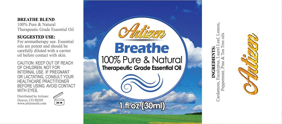 Artizen Breathe Blend Essential Oil for Aromatherapy, Relaxation, Skin Therapy & More – Pure, Natural & Undiluted Therapeutic Grade