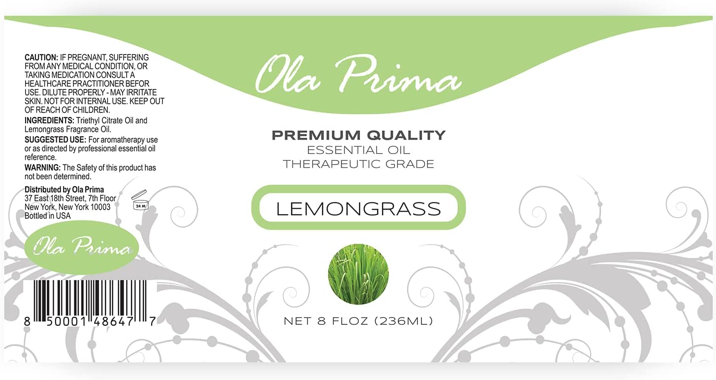 Ola Prima Oils 8oz - Lemongrass Essential Oil - 8 Fluid Ounces