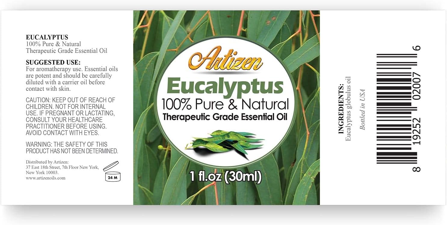 Artizen Eucalyptus Essential Oil - 30ml (100% Pure & Natural - Undiluted) - 1 Fluid Ounce - Therapeutic Grade - Aromatherapy & Sauna