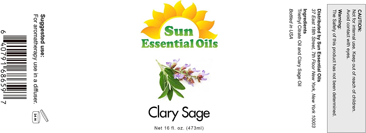 Sun Essential Oils 16oz - Clary Sage Essential Oil - 16 Fluid Ounces