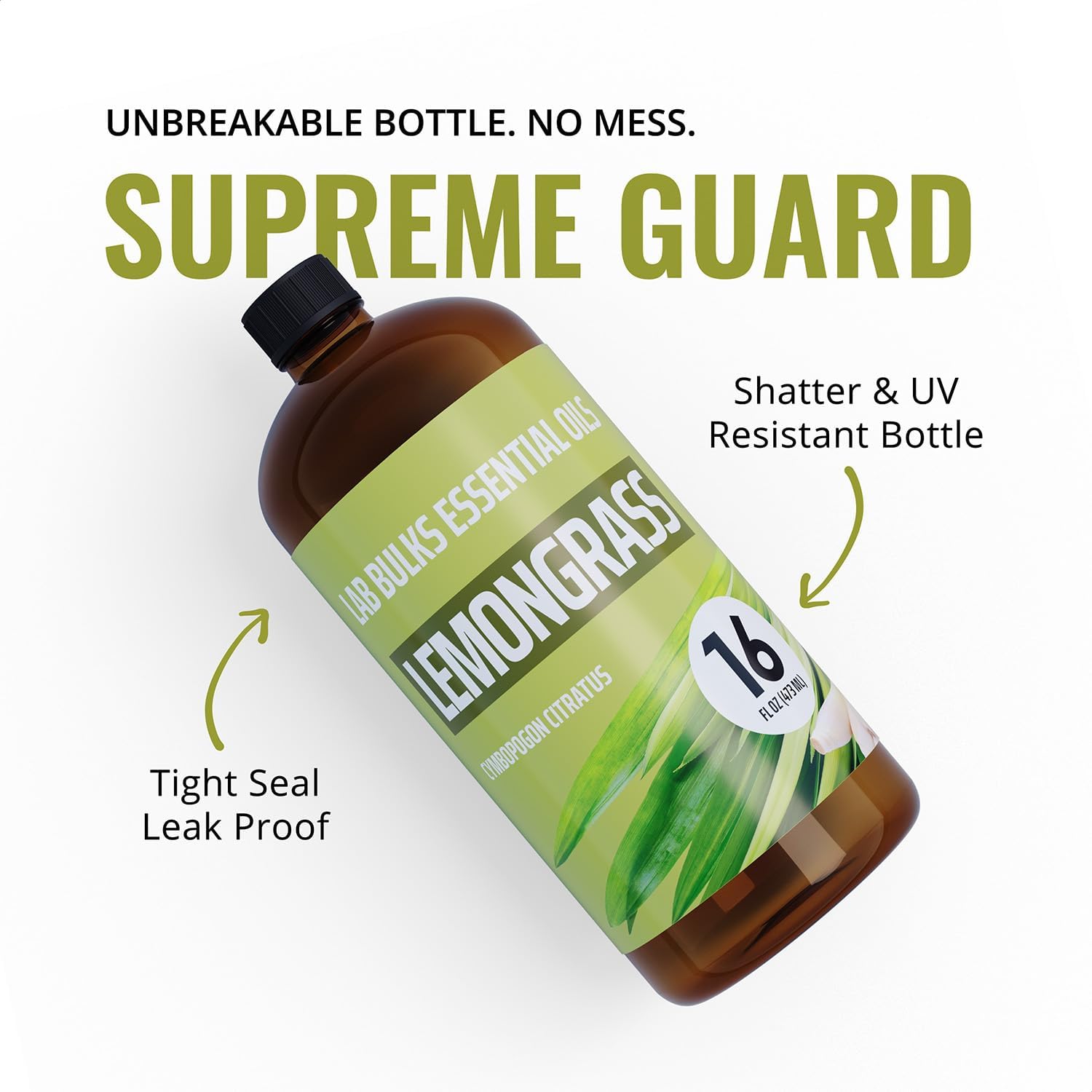 Lab Bulks Essential Oil Lemongrass  (16oz, 2 Pack)