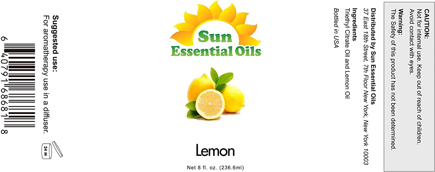 Sun Essential Oils 8oz - Lemon Essential Oil - 8 Fluid Ounces