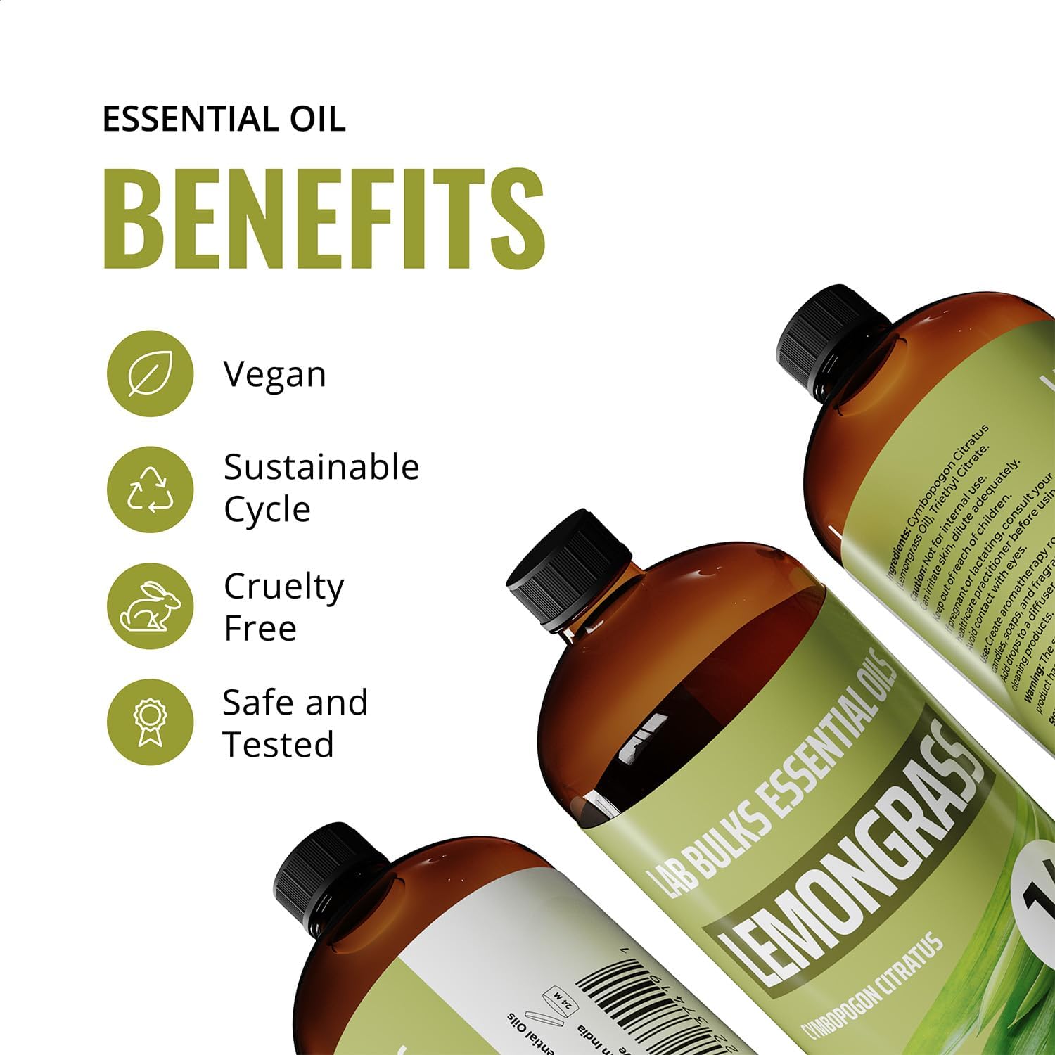 Lab Bulks Essential Oil Lemongrass 16oz