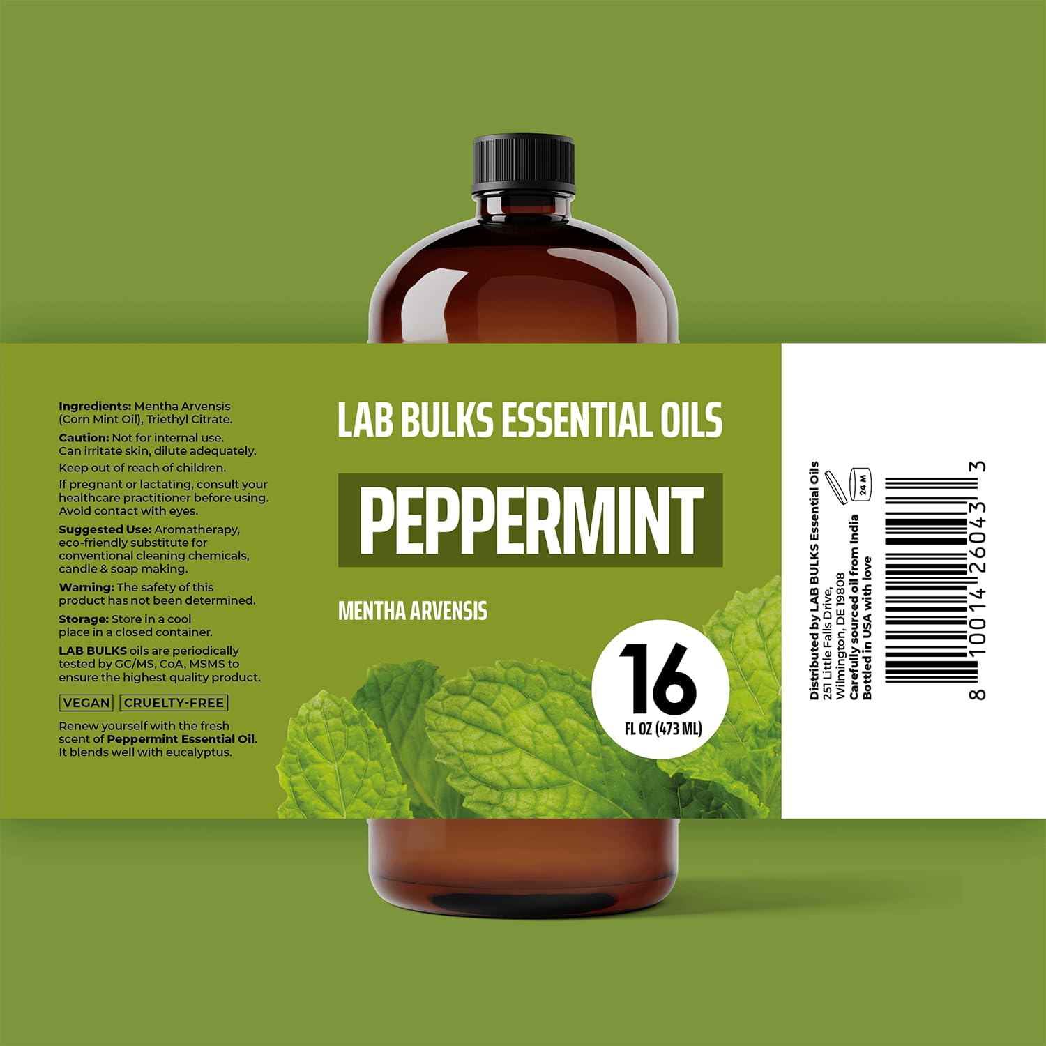 Lab Bulks Essential Oil Peppermint (16 oz, 2 Pack)