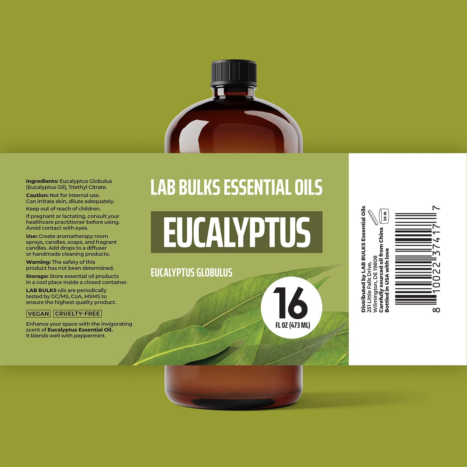 Lab Bulks Essential Oil Eucalyptus (16oz, 2 Pack)