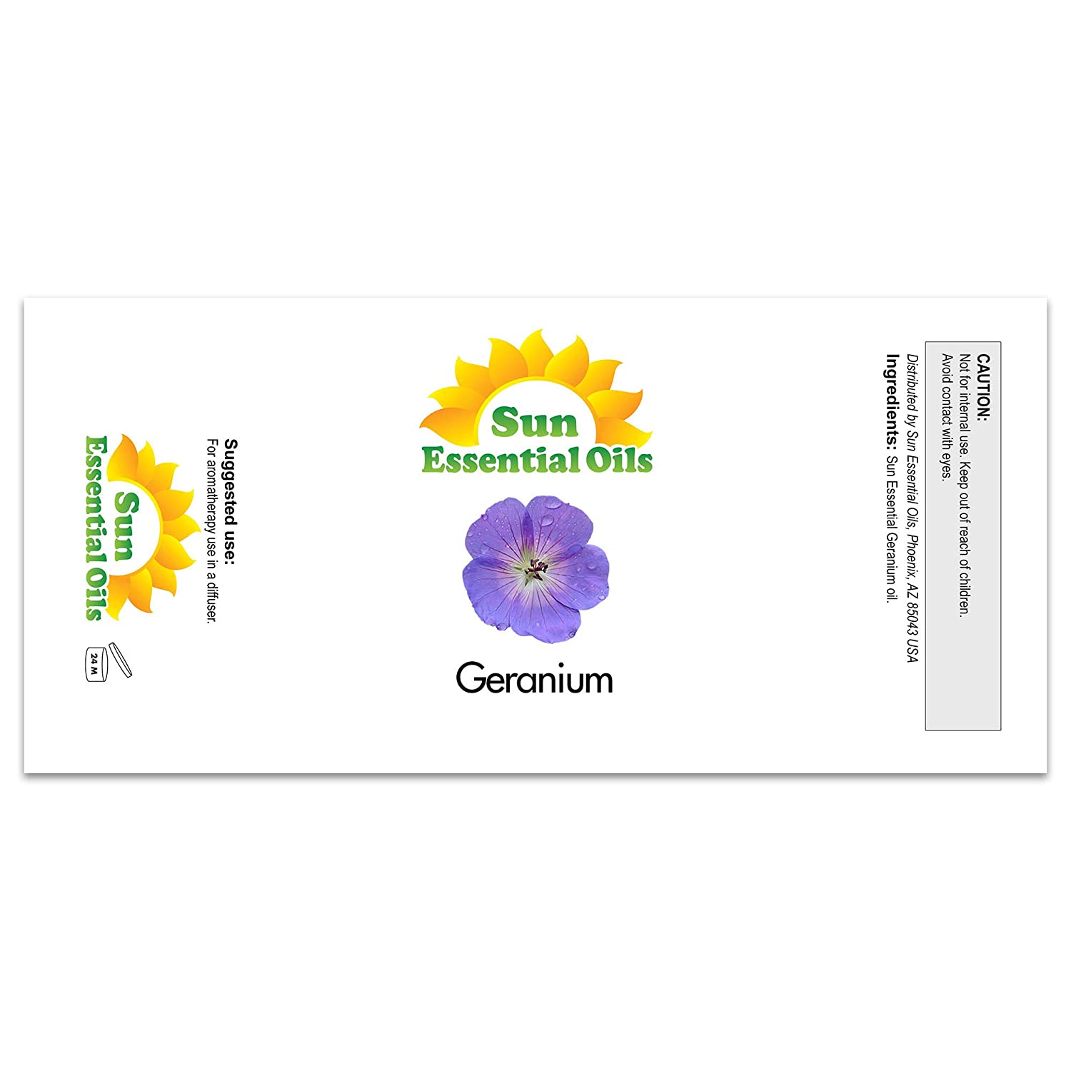Sun Essential Oils 8oz - Geranium Essential Oil - 8 Fluid Ounces