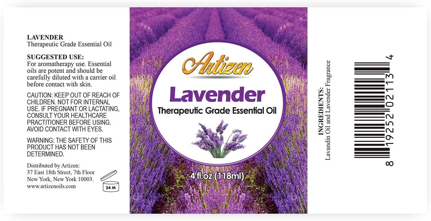 Artizen Lavender Essential Oil 4 oz – Pure, Natural Aromatherapy for Diffuser, Skin, and Hair with Dropper in UV Glass Bottle