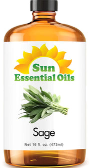 Sage Essential Oil (Huge 16oz Bottle) Bulk Sage Oil - 16 Ounce
