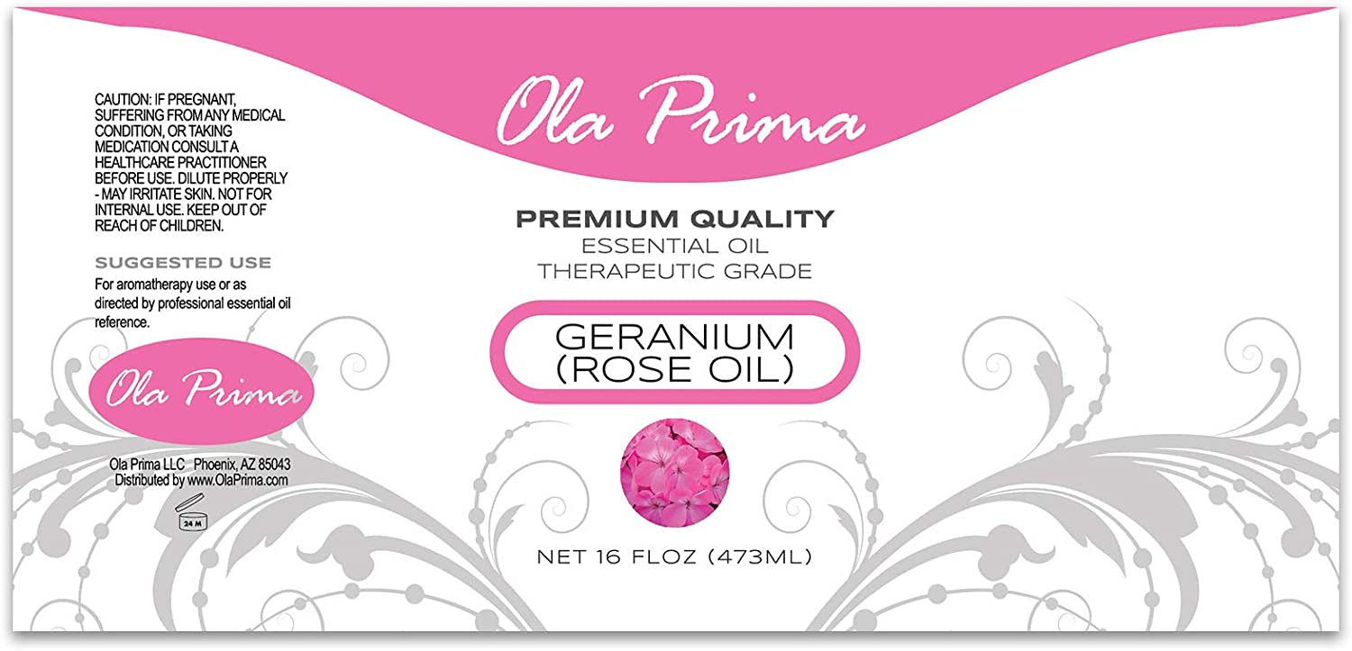 Ola Prima Oils 16oz - Rose Geranium Essential Oil - 16 Fluid Ounces