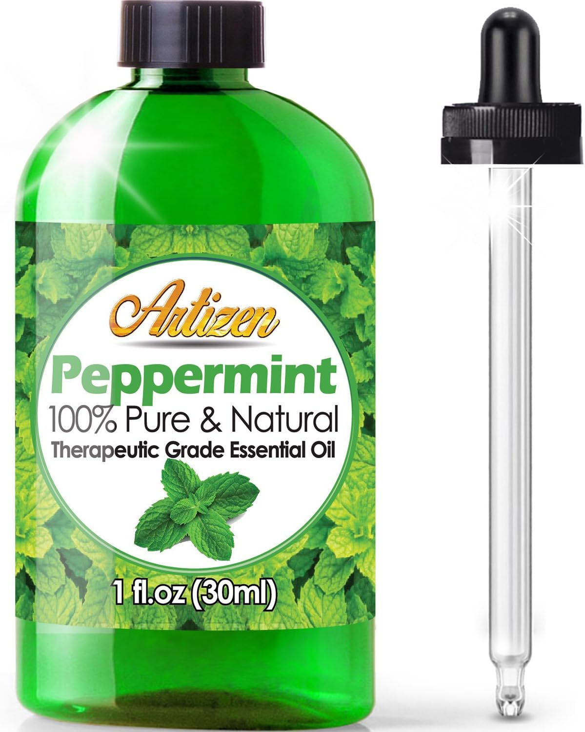 Artizen 30ml Peppermint Essential Oil - 1 Fluid Ounce - 100% Pure & Natural Peppermint Oil for Aromatherapy & More