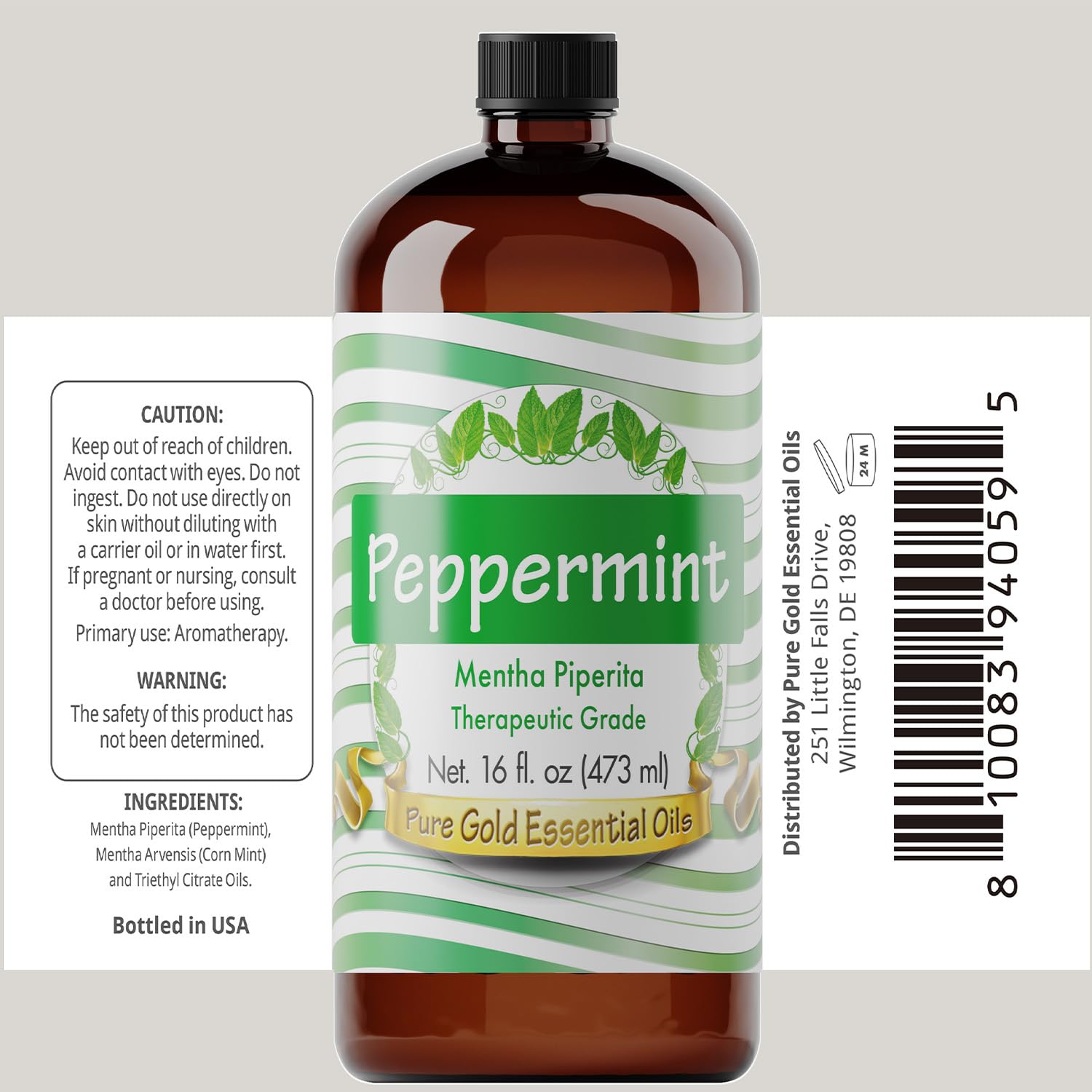 Pure Gold Essential Oils Peppermint 16oz