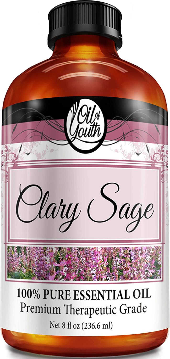 Oil of Youth Essential Oils 8oz - Clary Sage Essential Oil - 8 Fluid Ounces