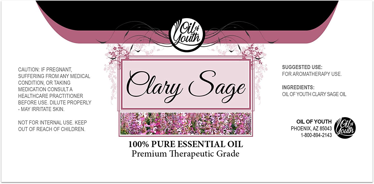 Oil of Youth Essential Oils 8oz - Clary Sage Essential Oil - 8 Fluid Ounces