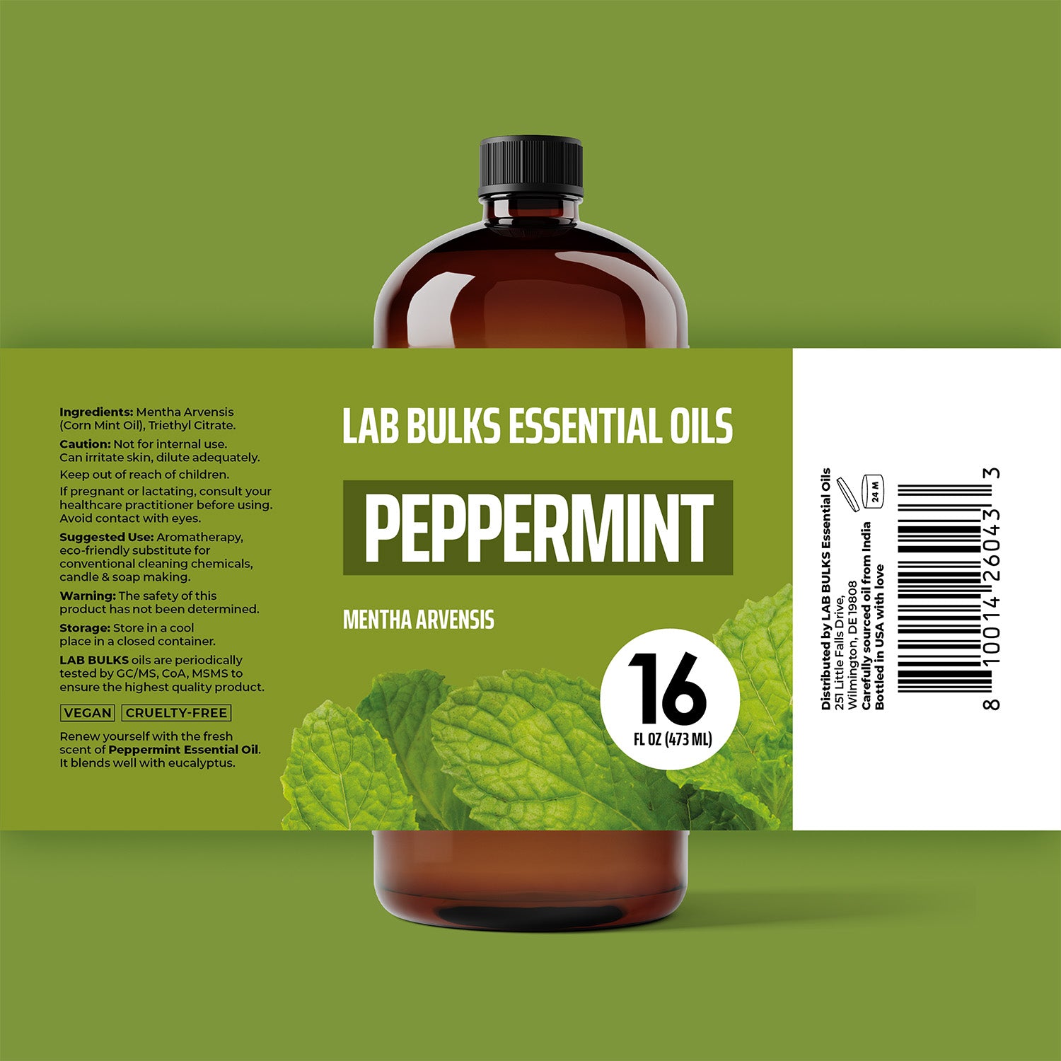 Peppermint Essential Oil (16 Ounce Bottle)
