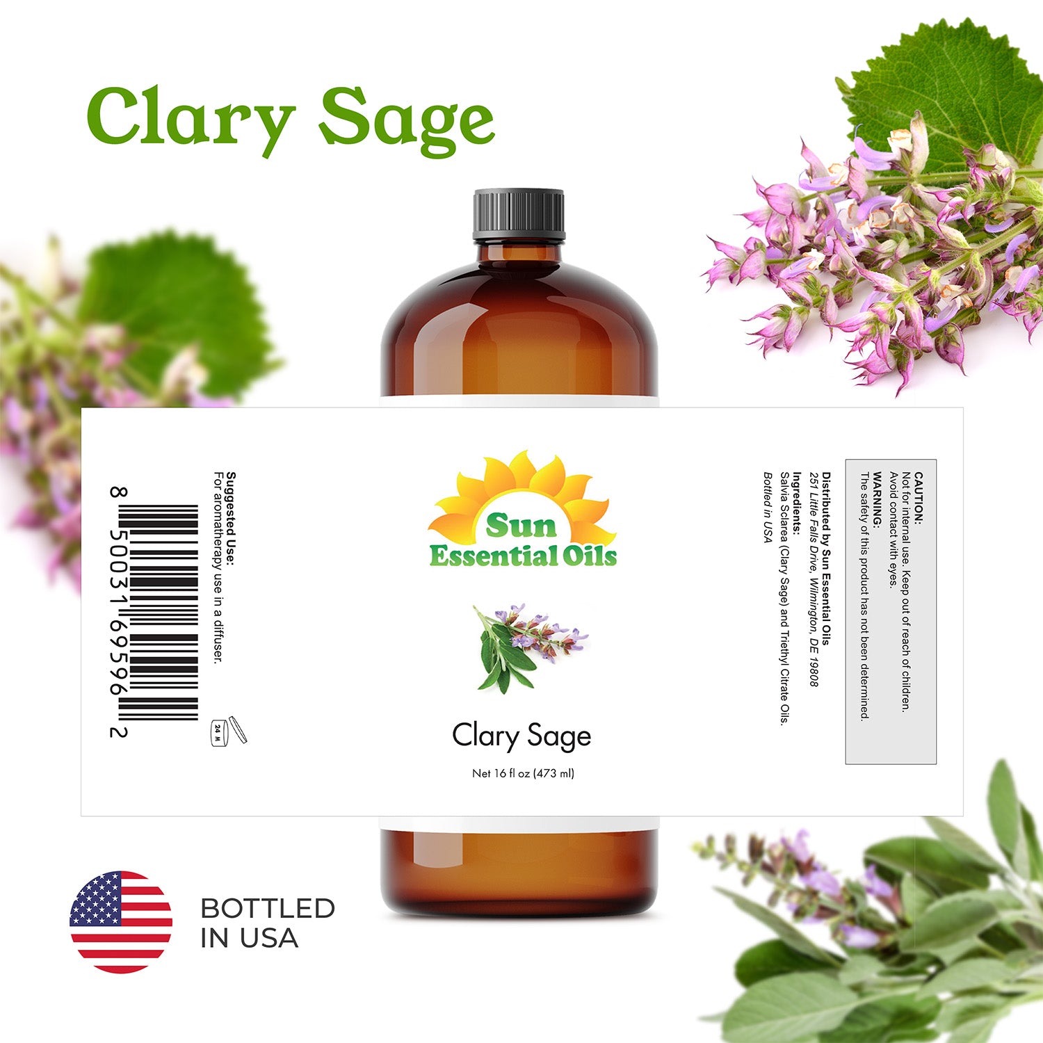 Sun Essential Oils Clary Sage 16 oz